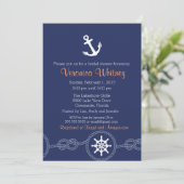 Nautical Bridal Shower Invitation, Beach, Summer Kaart (Staand voorkant)