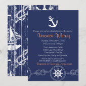 Nautical Bridal Shower Invitation, Beach, Summer Kaart (Voorkant / Achterkant)