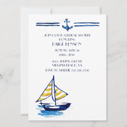 Nautical Bridal Shower Uitnodiging (Voorkant)