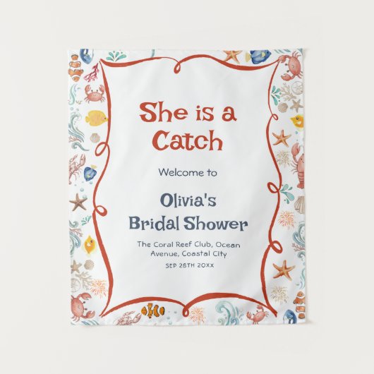 Nautical Bridal Shower Welcome Backdrop Tapestry Wandkleed (Voorkant)