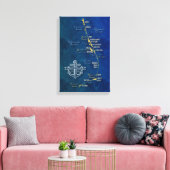 Nautical Buitenter Banks Map Canvas afdrukken (Insitu (Woonkamer))