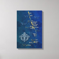 Nautical Buitenter Banks Map Canvas afdrukken