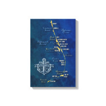 Nautical Buitenter Banks Map Canvas afdrukken
