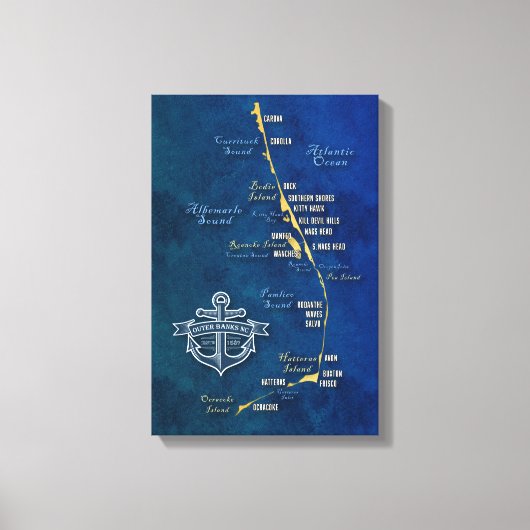Nautical Buitenter Banks Map Canvas afdrukken (Voorkant)