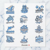 Nautical Cabana Sailor Birthday Sticker Sheet Set