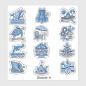 Nautical Cabana Sailor Birthday Sticker Sheet Set (Feuille)