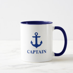Nautical Captain Anchor Blauw en Wit Mok