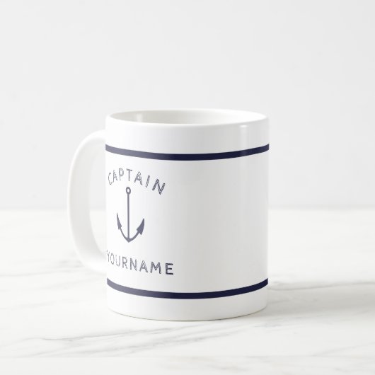 Nautical Captain Anchor met Jouw naam Mok (Voorkant links)