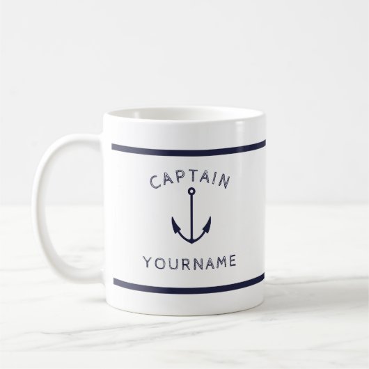 Nautical Captain Anchor met Jouw naam Mok (Links)
