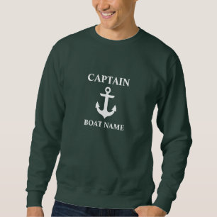 Nautical Captain Boat Name Anchor Green Trui