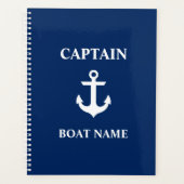 Nautical Captain Boat Name Anchor Navy Blue Planner (Voorkant)
