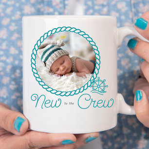 Nautical Captain Wheel New to the Crew Baby Photo Koffiemok