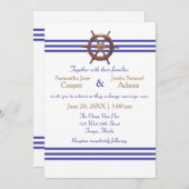 Nautical Captain's Wheel - Uitnodiging voor bruilo (Voorkant / Achterkant)