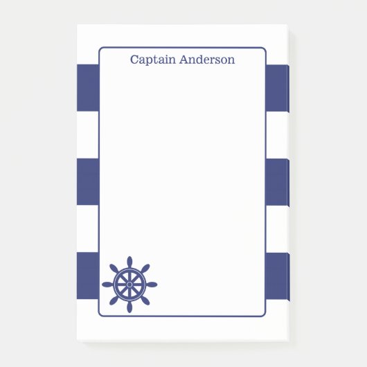Nautical Captain's Wheel Voeg naam toe 4x6 Post-it® Notes (Voorkant)