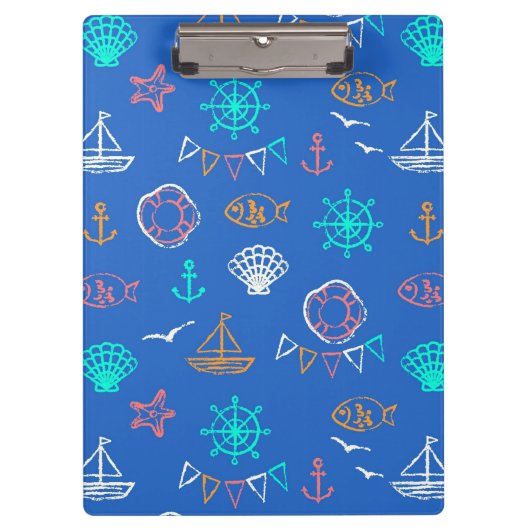 Nautical Chalk Drawing Pattern 1 Klembord (Voorkant)