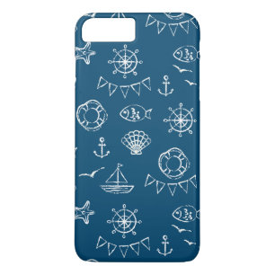 Nautical Chalk Drawing Pattern 2 iPhone 8 Plus / 7 Plus Hoesje