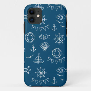 Nautical Chalk Drawing Pattern 2 iPhone 11 Hoesje
