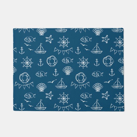 Nautical Chalk Drawing Pattern 2 Deurmat (Voorkant)