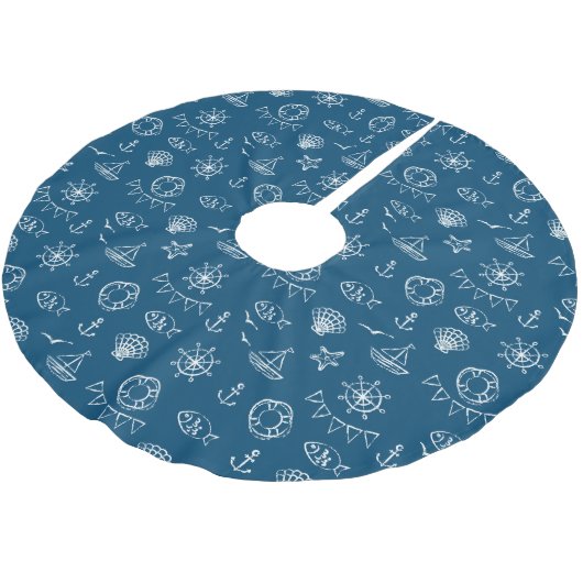 Nautical Chalk Drawing Pattern 2 Kerstboom Rok (Gekanteld)