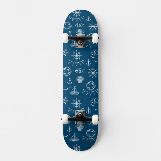Nautical Chalk Drawing Pattern 2 Skateboard (Voorkant)