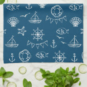Nautical Chalk Drawing Pattern 2 Theedoek (Gevouwen)