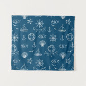 Nautical Chalk Drawing Pattern Wandkleed (Voorkant (horizontaal))