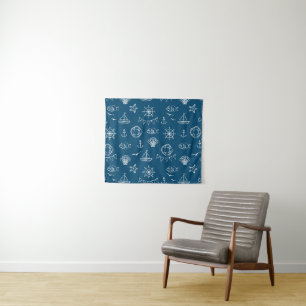 Nautical Chalk Drawing Pattern Wandkleed