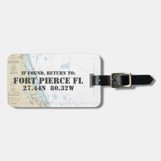 Nautical Chart Latitude Longitude: Fort Pierce FL Bagagelabel (Voorkant horizontaal)