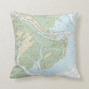 Nautical Chart Pillow op het eiland Savannah-Tybee Kussen