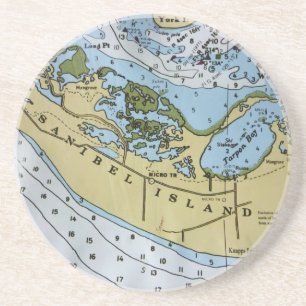 Nautical Chart Sanibel Zandsteen Onderzetter