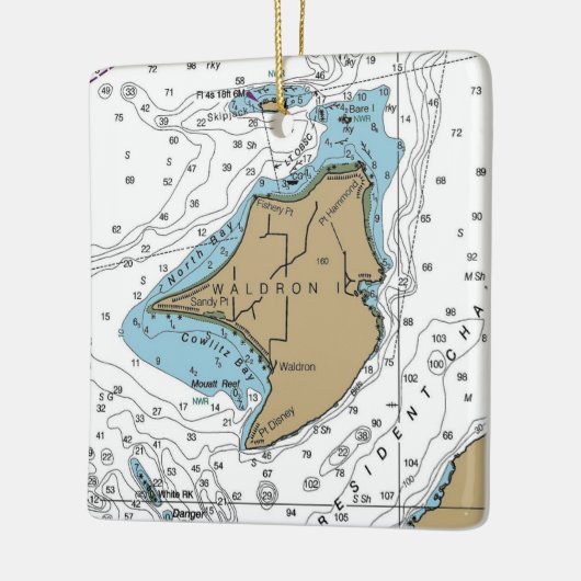 Nautical Chart Waldron Island Keramisch Ornament (Links)