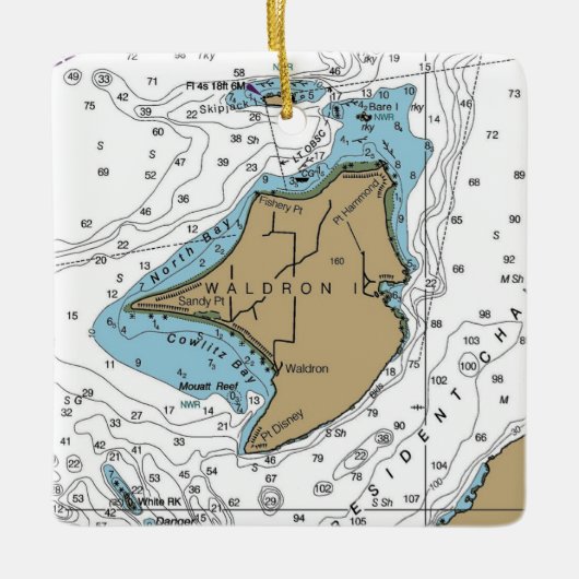 Nautical Chart Waldron Island Keramisch Ornament (Voorkant)