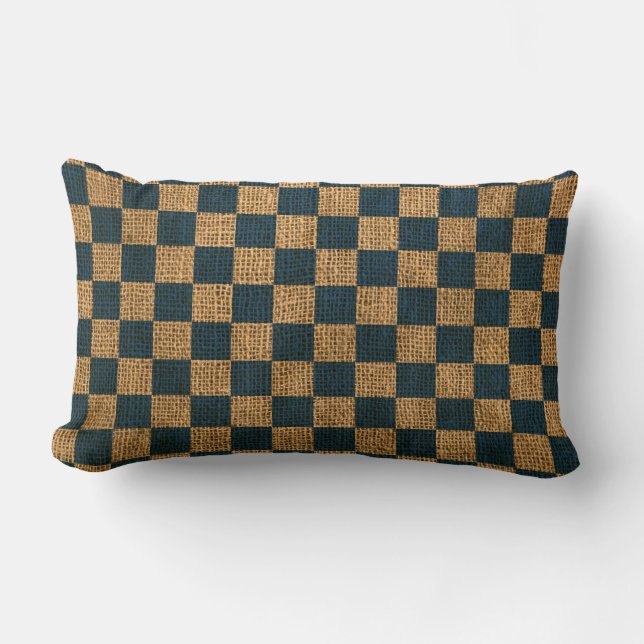 Nautical Check in Deep Zee Blue Kussen (Voorkant)