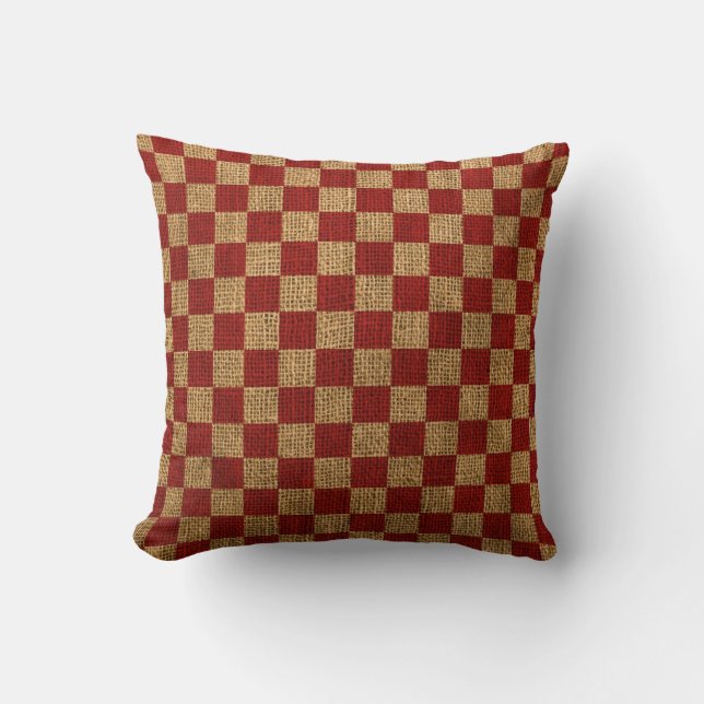 Nautical check in Rustic Red Kussen (Voorkant)