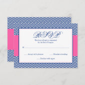 Nautical Chevron Anchor Blue Pink Bat Mitzvah RSVP (Voorkant / Achterkant)