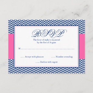 Nautical Chevron Anchor Blue Pink Bat Mitzvah RSVP Kaartje