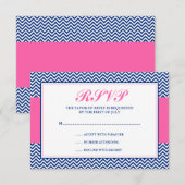 Nautical Chevron Anchor Blue roze reactiekaart RSVP Kaartje (Voorkant / Achterkant)