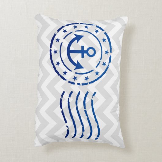 Nautical Chevron & Anchor Seal Accent Kussen (Achterkant (Verticaal))