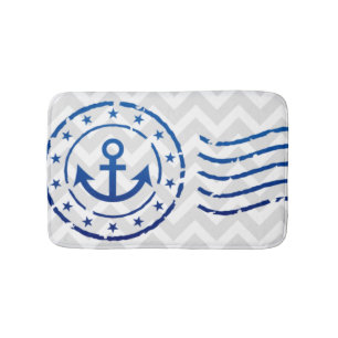 Nautical Chevron & Anchor Seal Badmat
