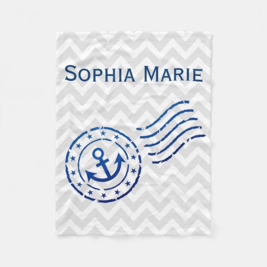 Nautical Chevron & Anchor Seal Fleece Deken (Voorkant)