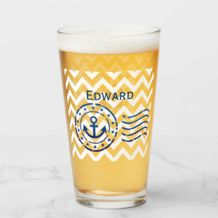 Nautical Chevron & Anchor Seal Glas