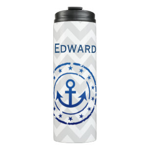 Nautical Chevron & Anchor Seal Thermosbeker