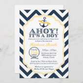 Nautical Chevron Baby Boy Shower Invitation (Devant / Derrière)