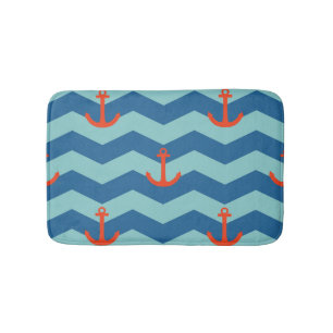 Nautical Chevron Pattern Badmat