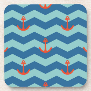 Nautical Chevron Pattern Bier Onderzetter