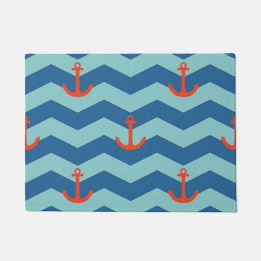 Nautical Chevron Pattern Deurmat (Voorkant)