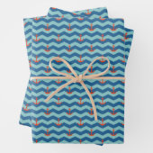 Nautical Chevron Pattern Inpakpapier Vel (In situ)