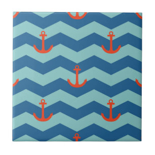 Nautical Chevron Pattern Tegeltje