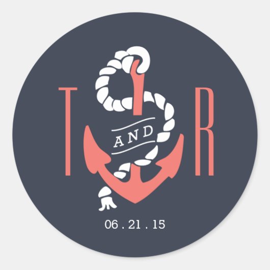 Nautical Chic Favor Sticker / Envelope Seal (Voorkant)