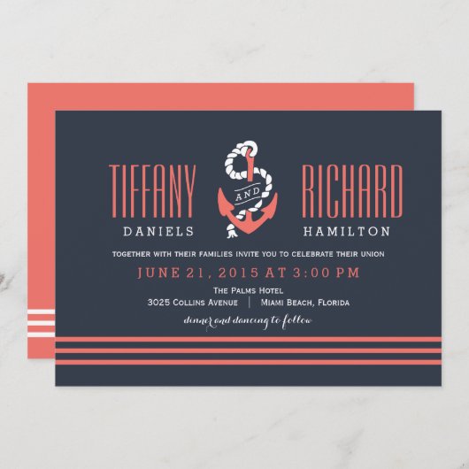 Nautical Chic Wedding Invitations (Devant / Derrière)